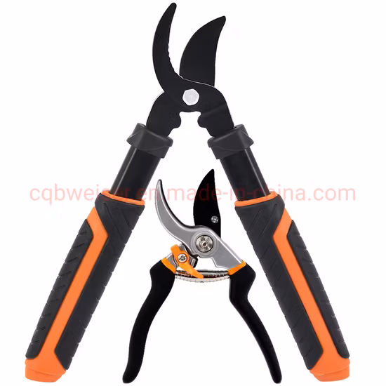 2PCS Pruning Shear Gardening Hand Bypass Secateurs Lopper Shear Set