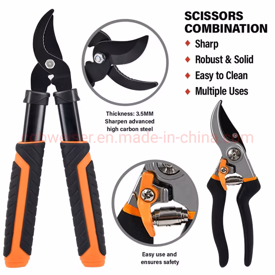 Tesoura de poda 2 peças, jardinagem, bypass manual, conjunto de tesoura de tesoura