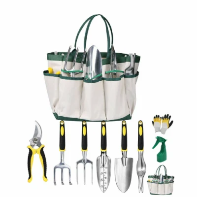 Conjunto de ferramentas de jardim feminino especializado em 8 peças, conjunto de ferramentas de jardim com design de flores, ferramenta de jardinagem com bolsa